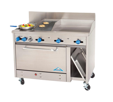 Comstock-Castle F3430-18-1.5RB, 48 In. Restaurant Gas Range, 2 Open Burners, 18" Griddle, 18" Charbroiler, (1) 31.5" Oven