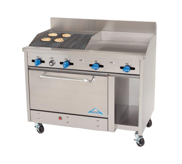 Comstock-Castle F3430-18-2.5RB, 48 In. Restaurant Gas Range, 18" Griddle, 30" Charbroiler, (1) 31.5" Oven