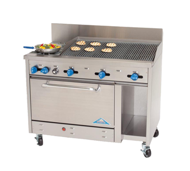 Comstock-Castle F3430-3RB, 48 In. Restaurant Gas Range, 2 Open Burners, 36" Charbroiler, (1) 31.5" Oven