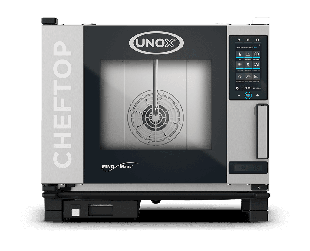 UNOX XAVC-0511-MPRM 29 In. Single-Phase Electric Countertop Combi Oven, 5 GN 1/1 Capacity, MIND.Maps Plus Touch Controls, AISI 316L Stainless Steel Chamber
