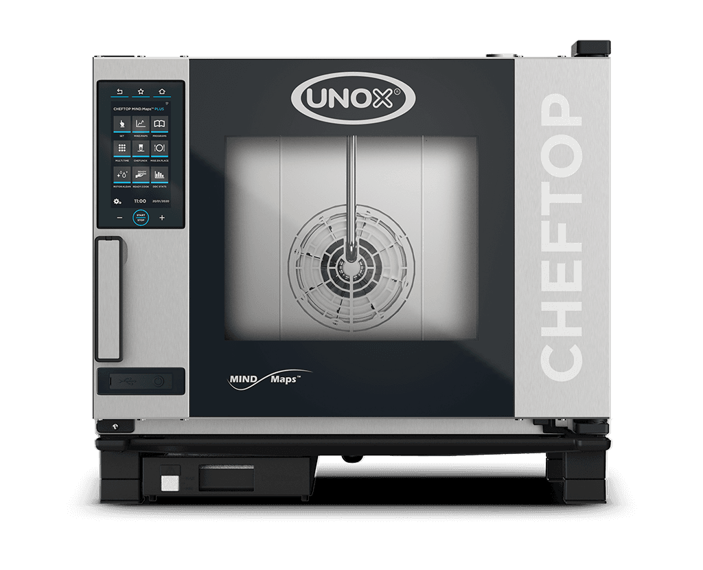 UNOX XAVC-0511-MPLM 29 In. Single-Phase Electric Countertop Combi Oven, 5 GN 1/1 Capacity, MIND.Maps Plus Touch Controls, AISI 316L Stainless Steel Chamber