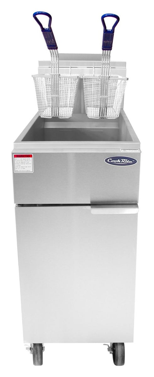 Atosa ATFS-50ES 50 Lb. Commercial Gas Floor Fryer, 88,000 BTU, 4 Independent Burners, Welded Stainless Steel Tank with Cool Zone