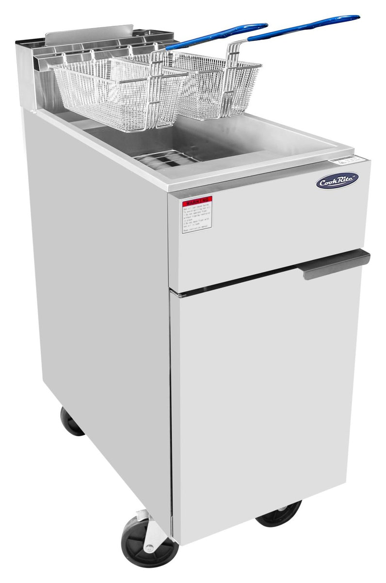 Atosa ATFS-50ES 50 Lb. Commercial Gas Floor Fryer, 88,000 BTU, 4 Independent Burners, Welded Stainless Steel Tank with Cool Zone