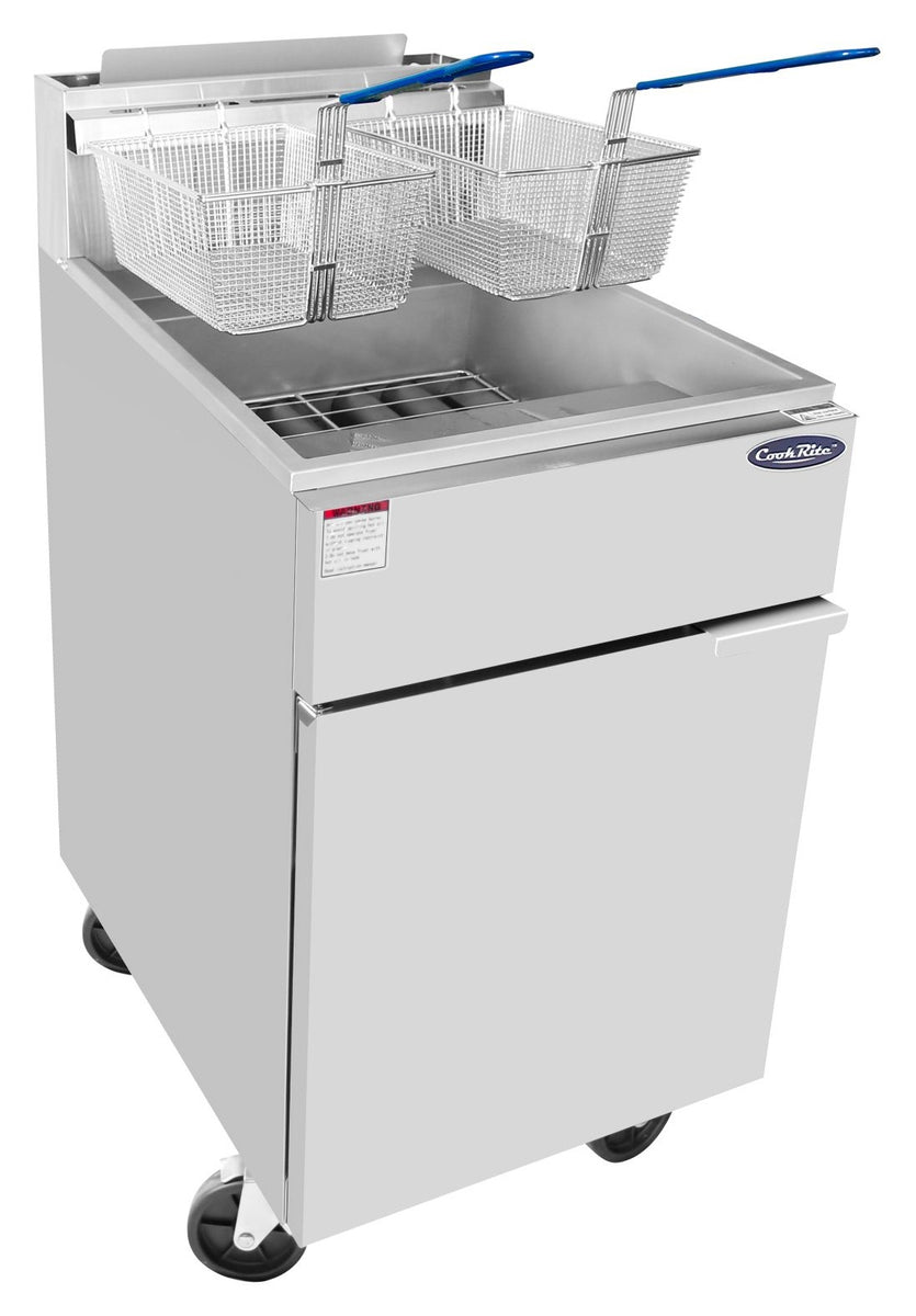 Atosa ATFS-75ES 75 Lb. Commercial Gas Floor Fryer, 110,000 BTU, 5 Independent Burners, Welded Stainless Steel Tank with Cool Zone