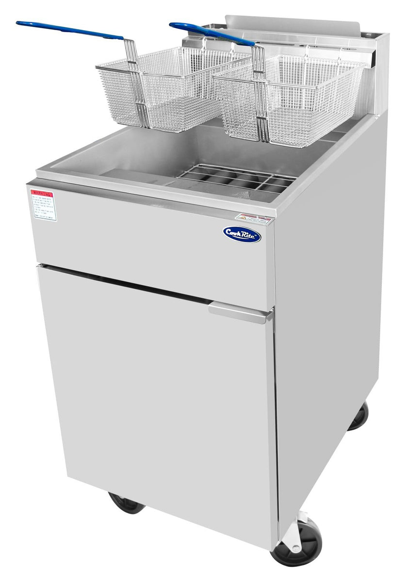 Atosa ATFS-75ES 75 Lb. Commercial Gas Floor Fryer, 110,000 BTU, 5 Independent Burners, Welded Stainless Steel Tank with Cool Zone