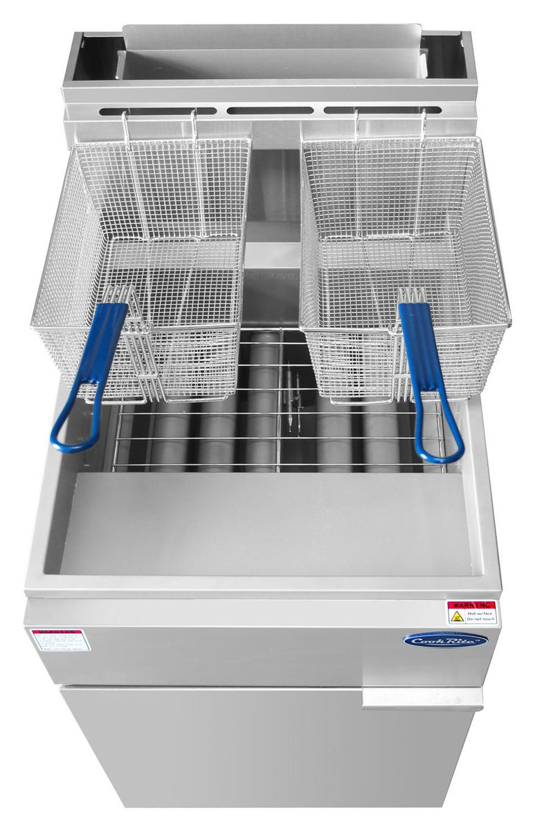 Atosa ATFS-75ES 75 Lb. Commercial Gas Floor Fryer, 110,000 BTU, 5 Independent Burners, Welded Stainless Steel Tank with Cool Zone