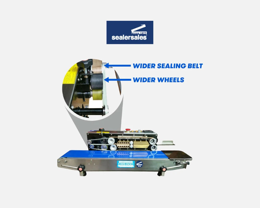 Sealer Sales CBS-880I-30mm Horizontal Continuous Band Sealer, 30mm Seal Width for Hang-Hole Bags, Right-to-Left Feed