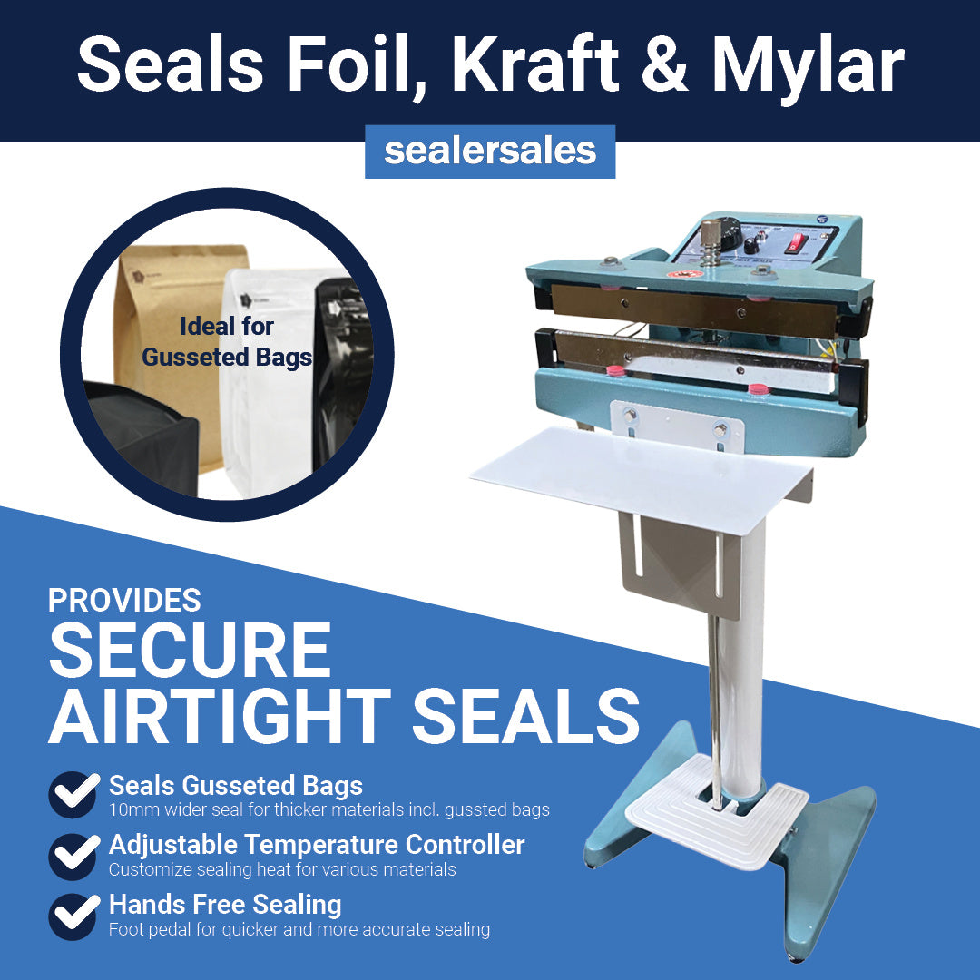 Sealer Sales KF-200DF 8" KF-Series Foot Operated Direct Heat Sealer with 10 mm Meshed Seal Width