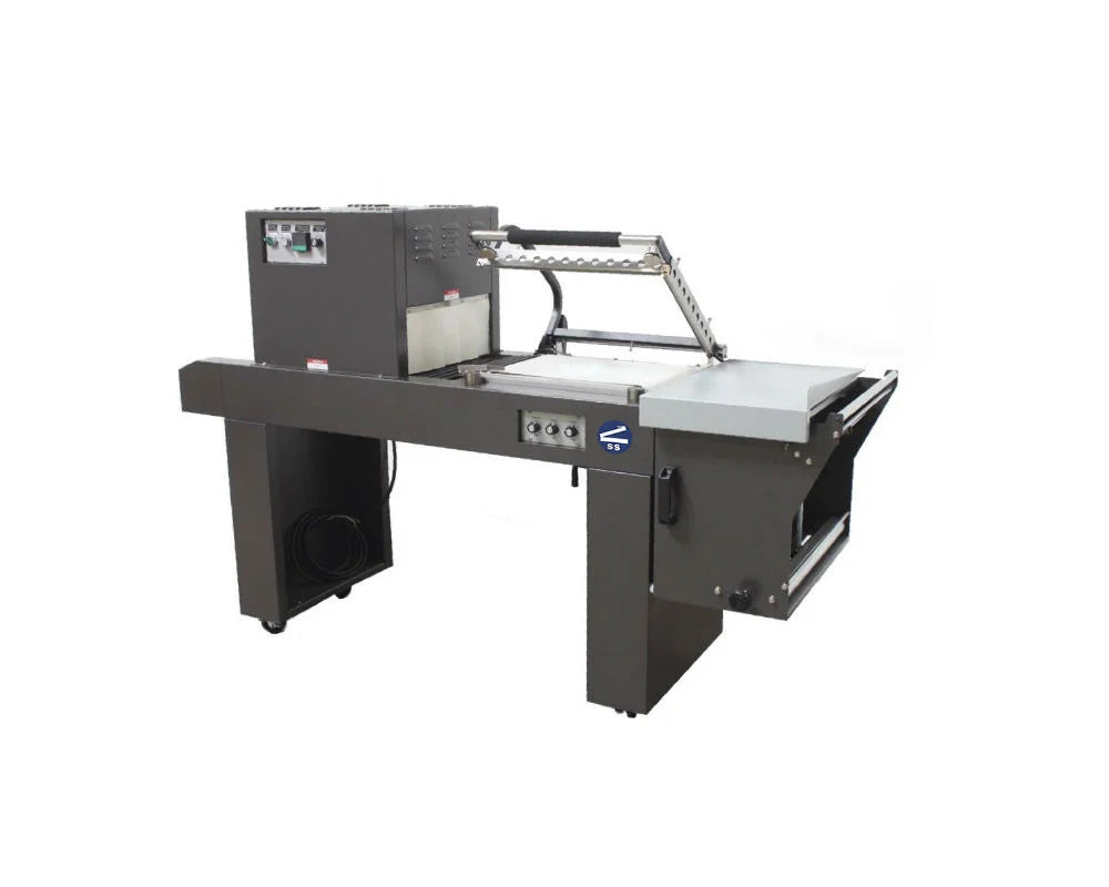 Sealer Sales SS-1519ECMC-110V Economy L-Bar Sealer with 20"L x 16"W x 6"H Shrink Tunnel, 15" x 19" Seal Area, 110V, Power Discharge Conveyor