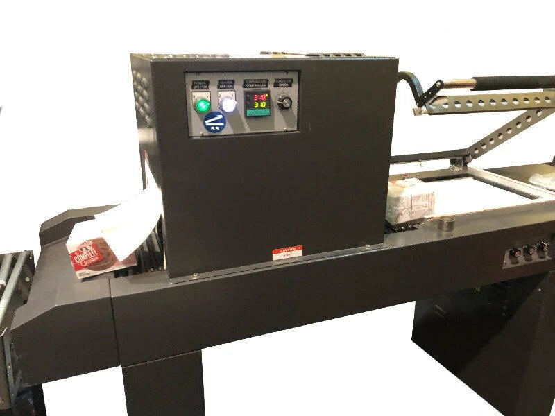 Sealer Sales SS-1519ECMC-110V Economy L-Bar Sealer with 20"L x 16"W x 6"H Shrink Tunnel, 15" x 19" Seal Area, 110V, Power Discharge Conveyor
