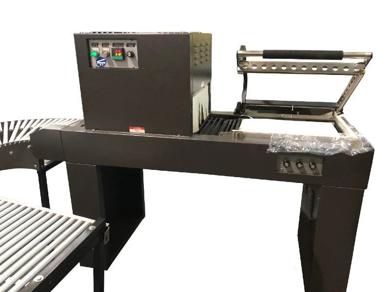 Sealer Sales SS-1519ECMC-8-220V Economy L-Bar Sealer with 20"L x 16"W x 8"H Shrink Tunnel, 15" x 19" Seal Area, 220V, Power Discharge Conveyor