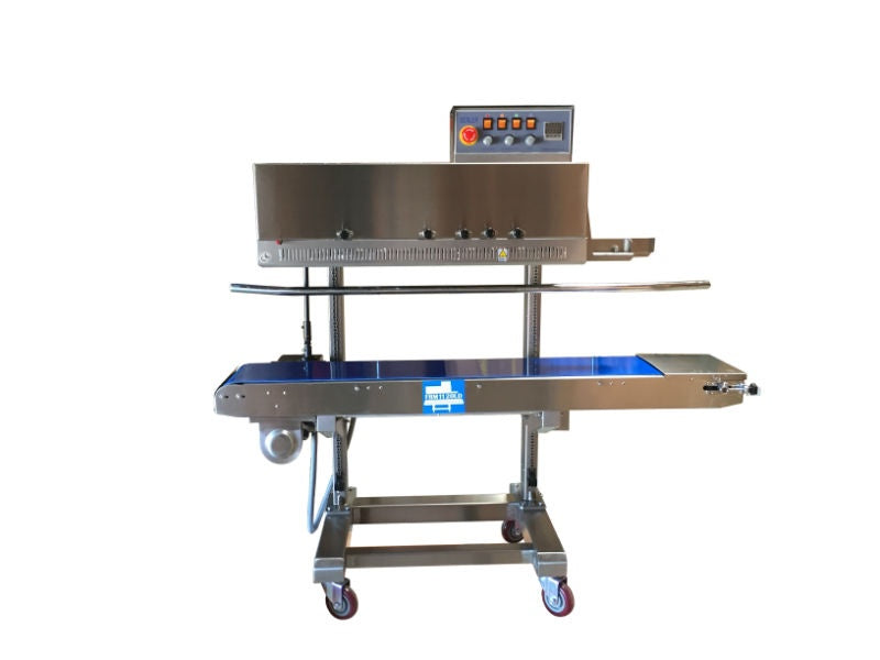 Sealer Sales HL-M1120LD-LtoR Vertical Band Sealer with Dry Ink Coding and Adjustable Sealing Head, 10mm Seal Width, Left Feed
