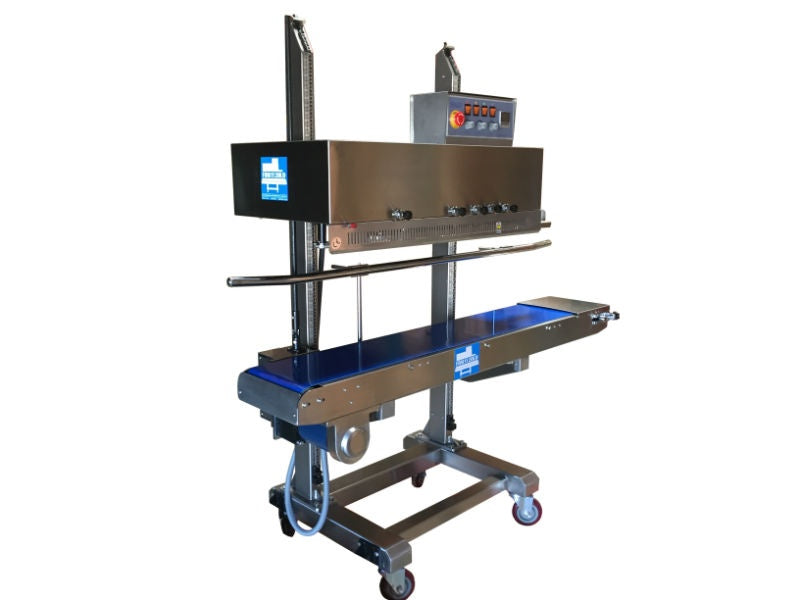 Sealer Sales HL-M1120LD-LtoR Vertical Band Sealer with Dry Ink Coding and Adjustable Sealing Head, 10mm Seal Width, Left Feed