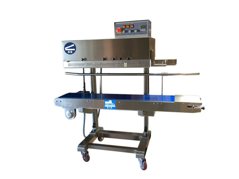 Sealer Sales HLC-1120LD Vertical Band Sealer with Dry Ink Coding, Adjustable Sealing Head, and Trimmer, 10mm Seal Width, Right Feed