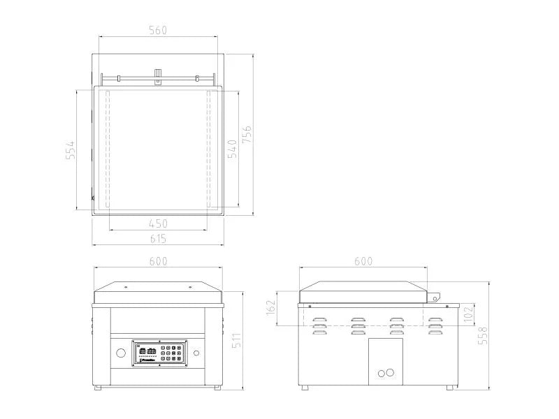 Sealer Sales TC-520LR Tabletop Vacuum Chamber Sealer, Two 20 inch Seal Bars (Left + Right), Busch Pump, 6mm Seal