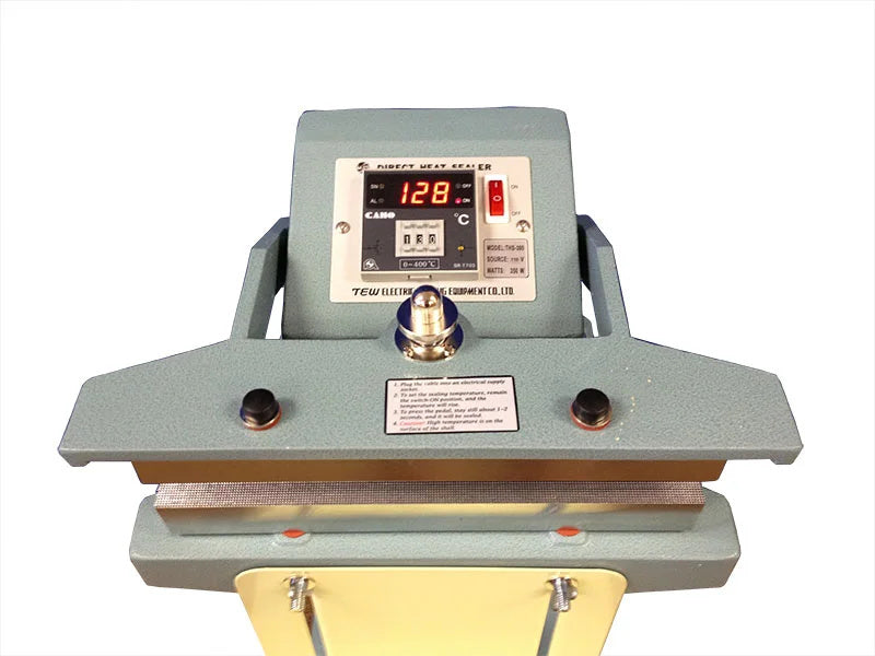 Sealer Sales THS-400TC Foot-Operated Direct Heat Sealer, 16" Seal Length x 15mm Meshed Seal Width, PTFE Coated Jaws
