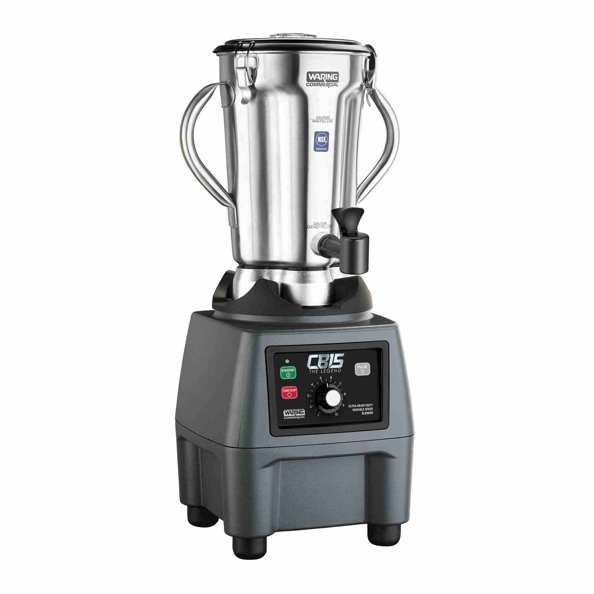 Waring CB15VSF The Legend 1-Gallon Food Blender with Variable Speed and Stainless Spigot, 3.75 HP, 120V