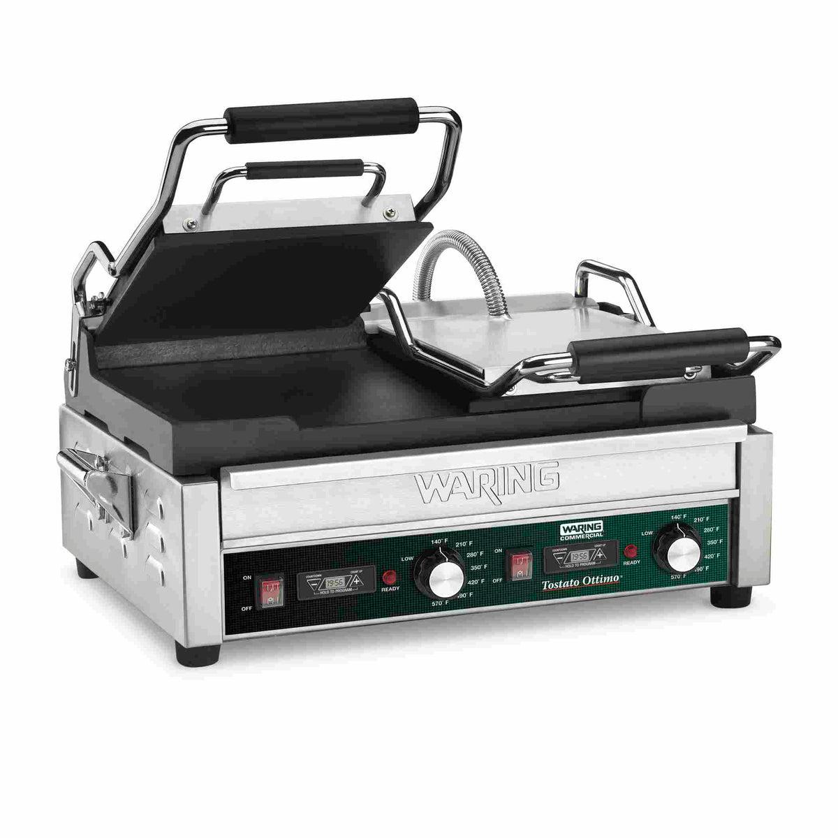Waring WFG300T Tostato Ottimo Flat Panini Grill with Timer, 17" x 9.25" Plates, 240V