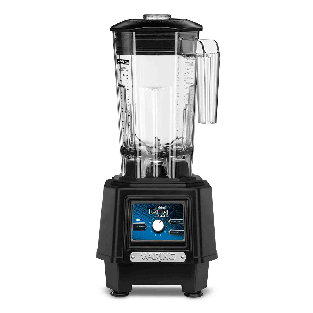 Waring TBB175 TORQ 2.0 2 HP Commercial Bar Blender with Variable-Speed Dial, 48 oz Copolyester Container, 120V