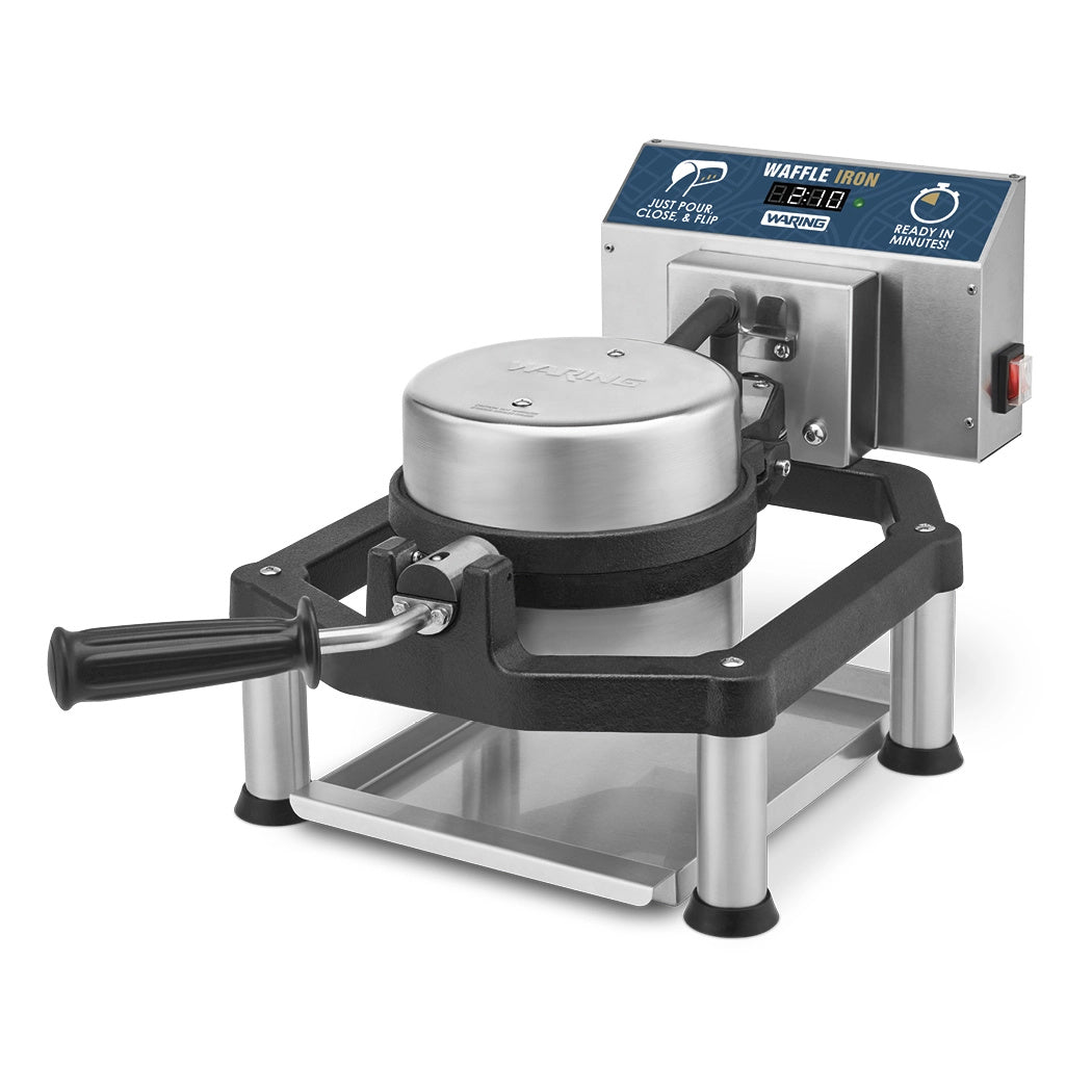 Waring WWHD500 Heavy-Duty Cast-Iron Belgian Waffle Maker with Rotary Plate, 120V, 1600W