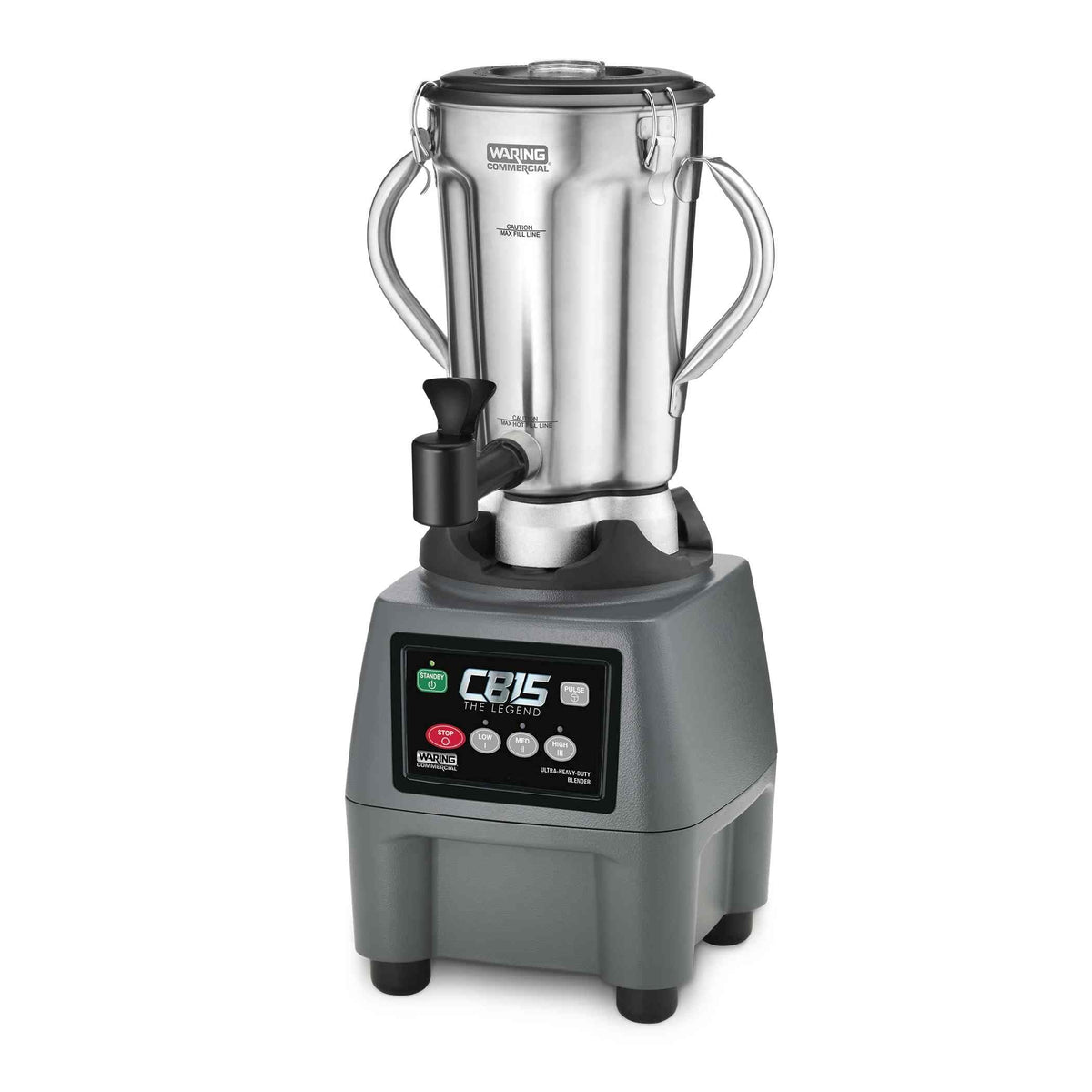 Waring CB15SF The Legend 1-Gallon Food Blender with 3-Speed Keypad, Spigot, and Stainless Steel Container, 3.75 HP, 120V