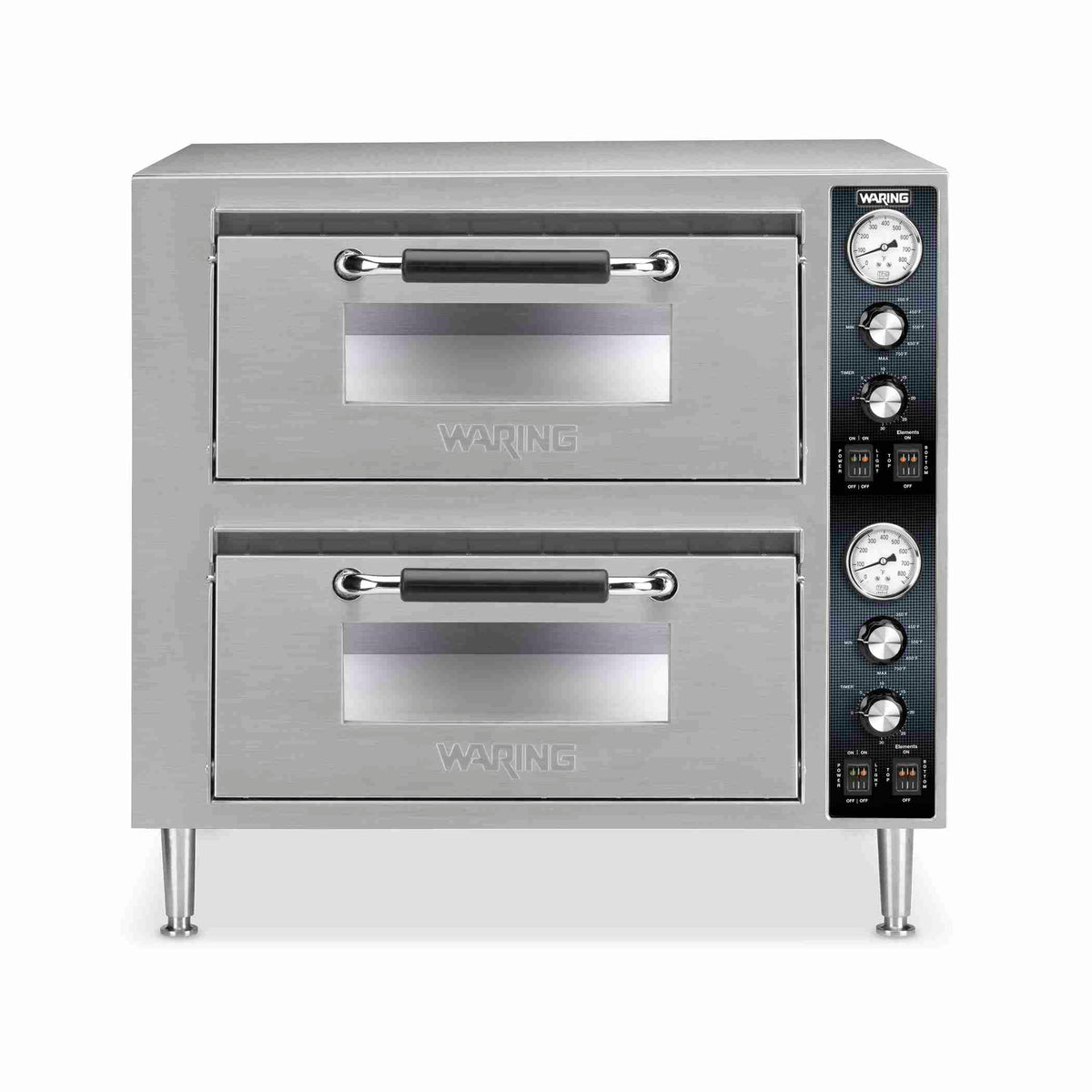 Waring WPO750 Heavy-Duty Double-Deck Dual-Chamber Pizza Oven, 18 inch with Independent Temperature Control
