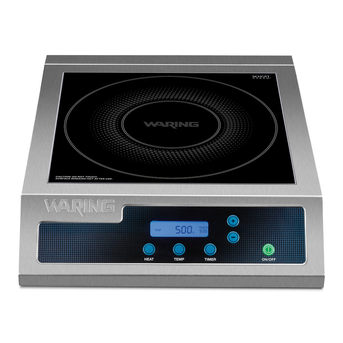 Waring WIH400X Single Heavy-Duty Commercial Induction Range with Schott Glass Surface, 1800W, 120V