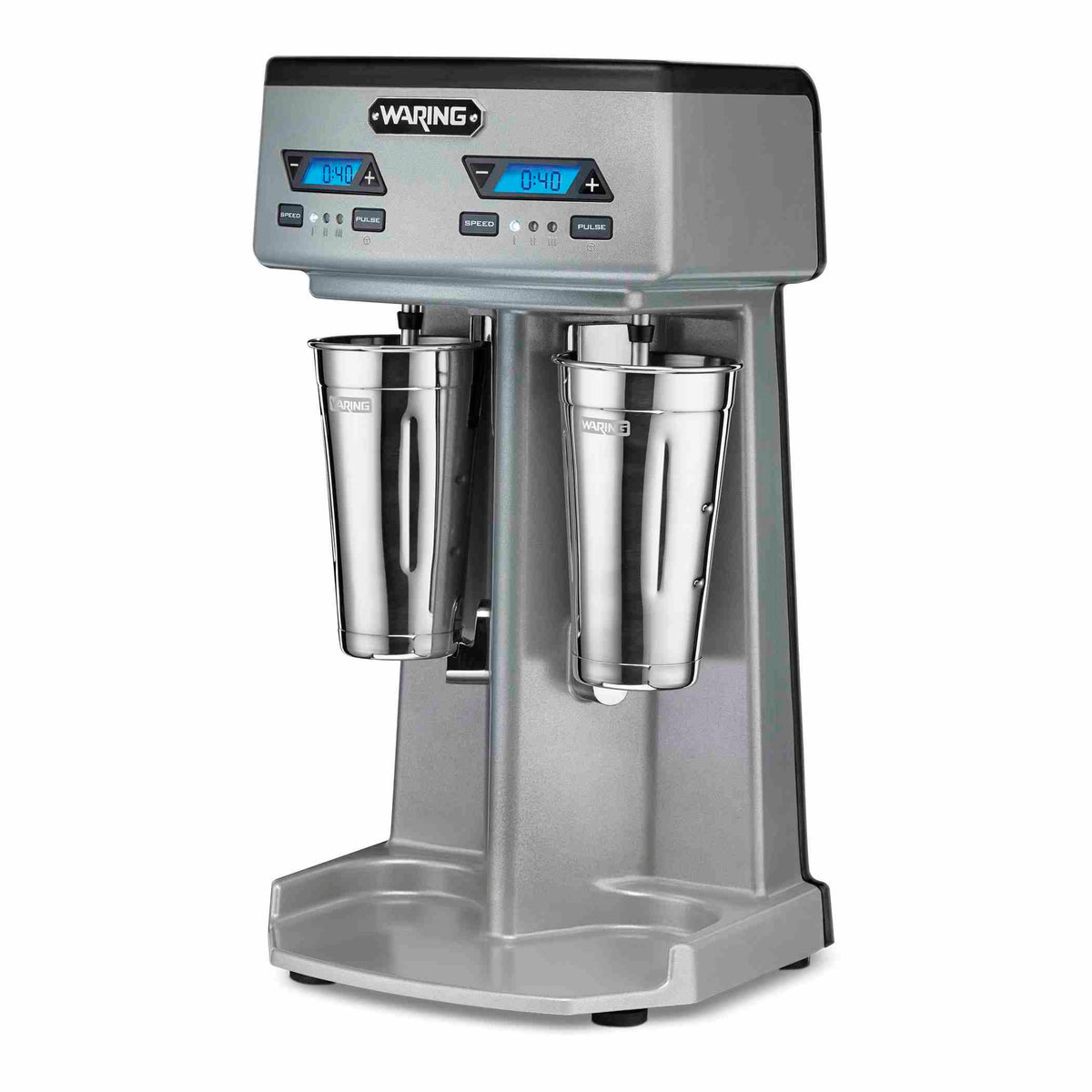 Waring WDM240TX Heavy-Duty Double-Spindle Drink Mixer with Electronic 3-Speed and Timer, Two 1 Peak HP Motors, 120V