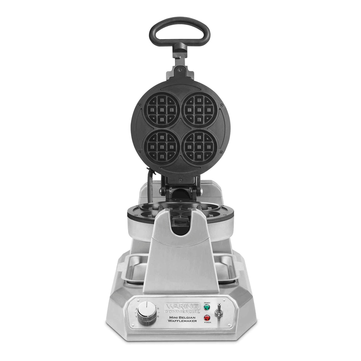 Waring WMB400X Mini Belgian Waffle Maker with Rotary Cooking and Ceramic Plates, 1200W, 120V