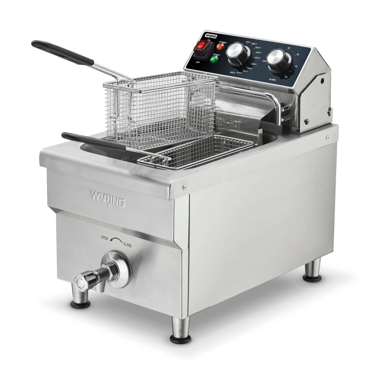 Waring WDF1300 Heavy-Duty Commercial Countertop Deep Fryer with Single Tank, 10 lb Capacity, 120V