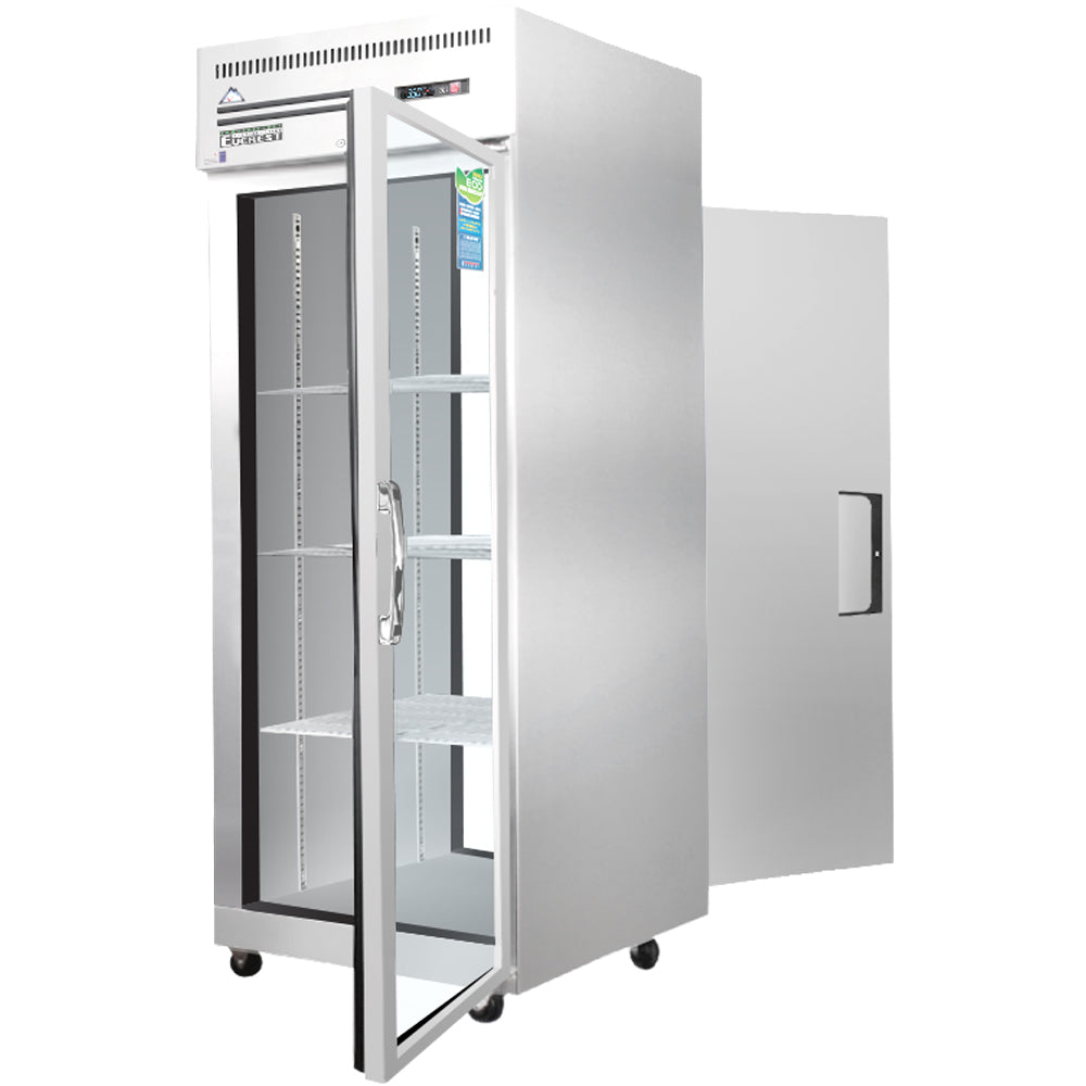 Everest ESPT-1G-1S 29 In. Pass-Thru Refrigerator, 1 Glass Front and 1 Solid Rear Door, 23 Cu. Ft., Top Mount Blizzard R290