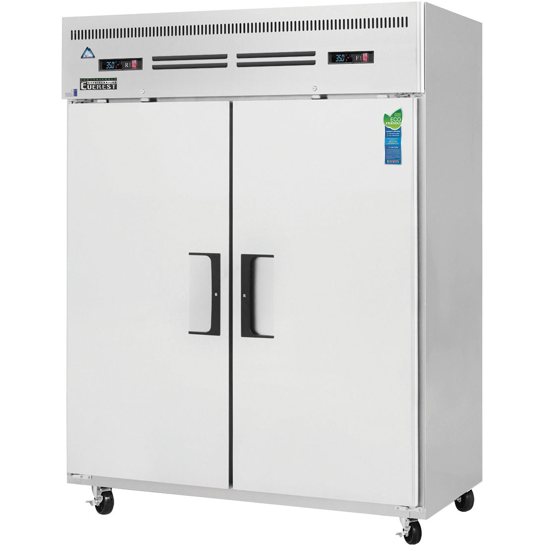 Everest ESWRF2 59 In. Wide Reach-In Dual Temp Refrigerator Freezer, 2 Solid Doors, 26 + 26 Cu. Ft., Top Mount Blizzard R290