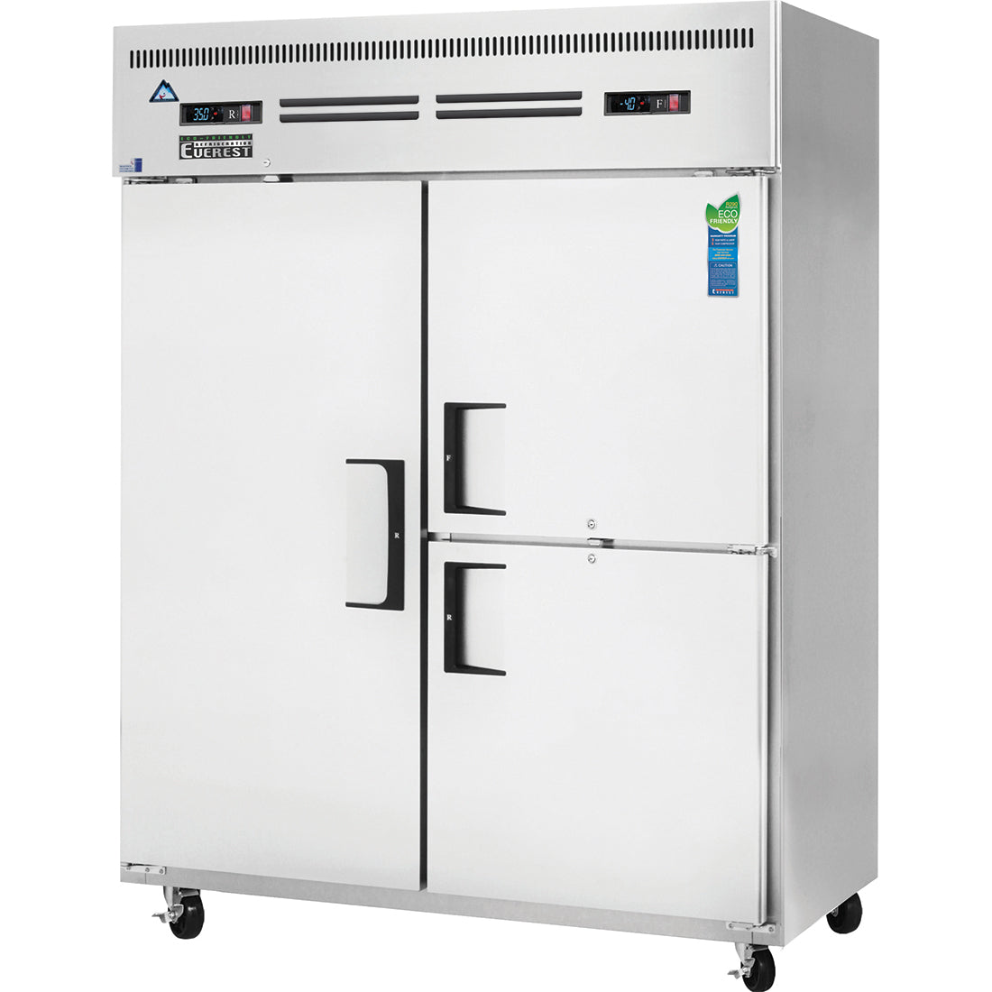 Everest ESWQ3 59 In. Wide Reach-In Dual Temp Refrigerator Freezer, 3/4 and 1/4 Split, 39 + 13 Cu. Ft., Top Mount Blizzard R290