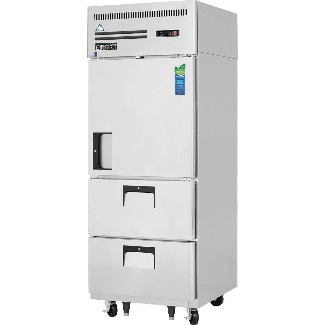 Everest ESR1D2 29 In. Reach-In Refrigerator, 1 Half Door and 2 Drawers, 23 Cu. Ft., Top Mount Blizzard R290