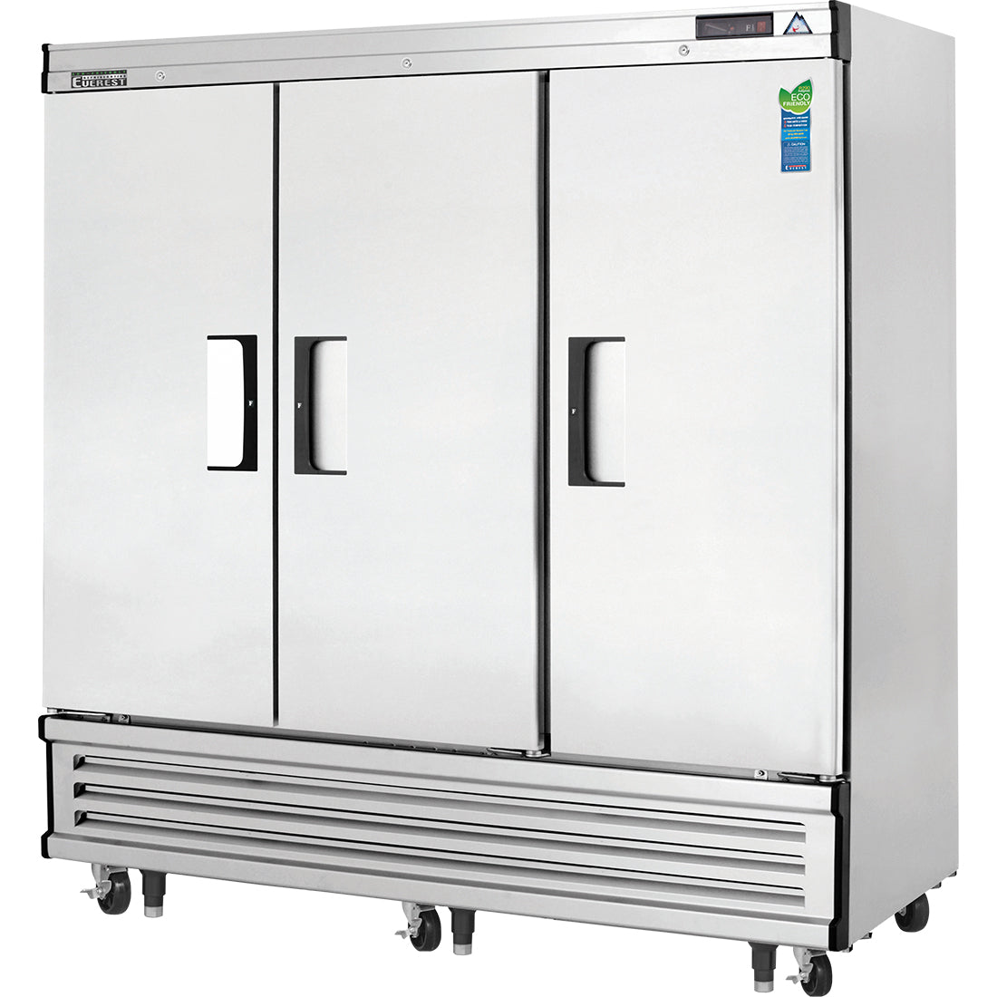 Everest EBF3 75 In. Bottom Mount Reach-In Freezer, 3 Solid Doors, 71 Cu. Ft., Twin Blizzard R290 Cartridges