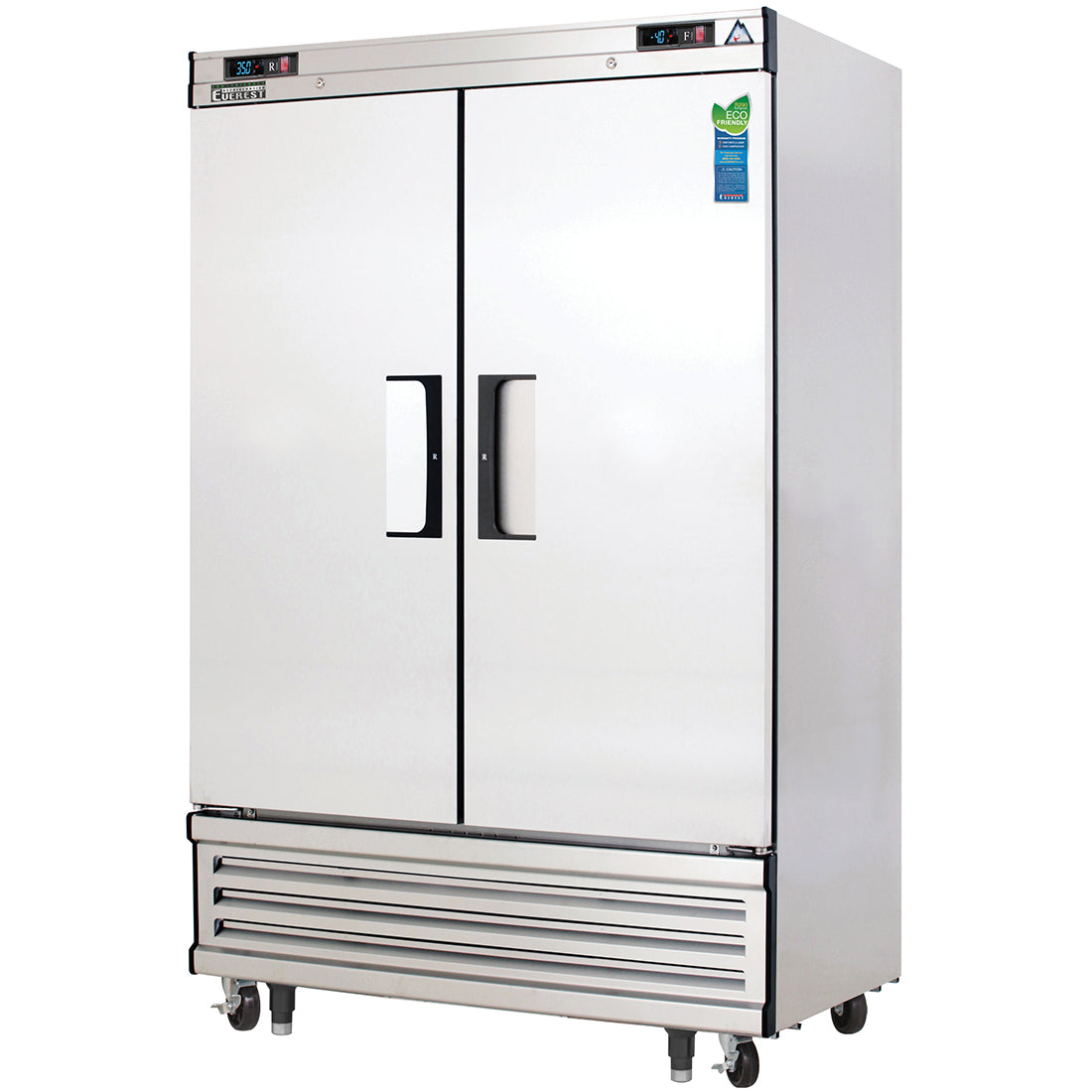 Everest EBSRF2 50 In. Bottom Mount Reach-In Dual Temp Refrigerator Freezer, 2 Solid Doors, 22 + 22 Cu. Ft., Twin Blizzard R290 Cartridges
