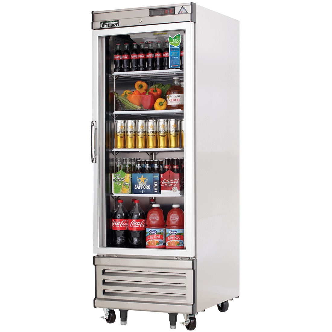 Everest EBGR1 27 In. Bottom Mount Glass Door Reach-In Refrigerator, 1 Low-E Glass Door, 21 Cu. Ft., Blizzard R290