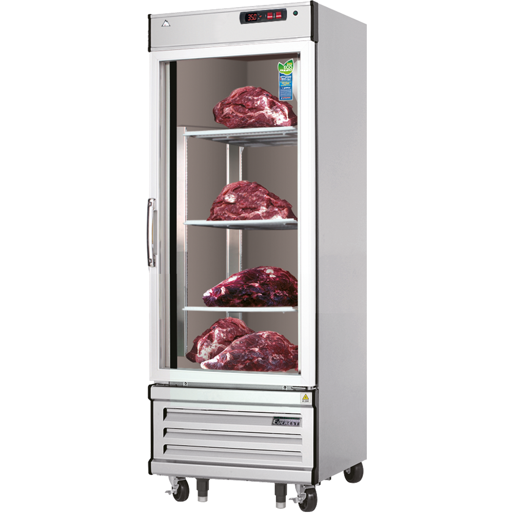 Everest EDA1-S 24 In. Compact Dry Ager and Thawing Refrigerator, 1 Low-E Glass Door, 10 Cu. Ft., Bottom Mount Blizzard R290