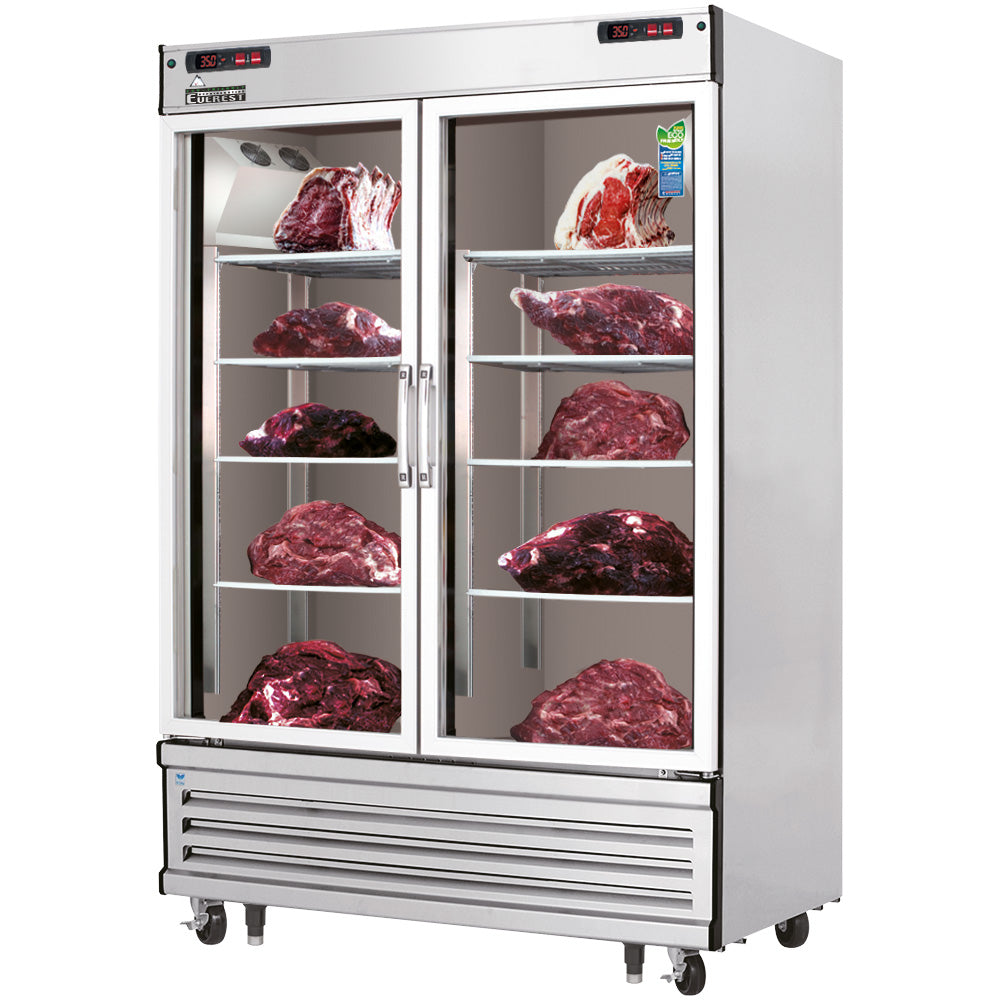 Everest EDA2 54 In. Dry Ager and Thawing Refrigerator, 2 Low-E Glass Doors, 2 Compartments, 50 Cu. Ft., Dual Blizzard R290