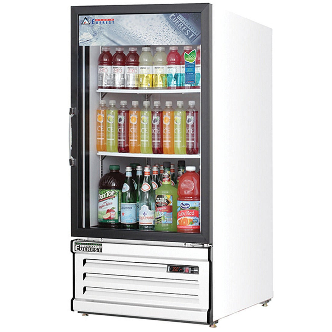 Everest EMGR8 24 In. Glass Door Merchandiser Refrigerator, 1 Swing Door, 8 Cu. Ft., Bottom Mount Blizzard R290