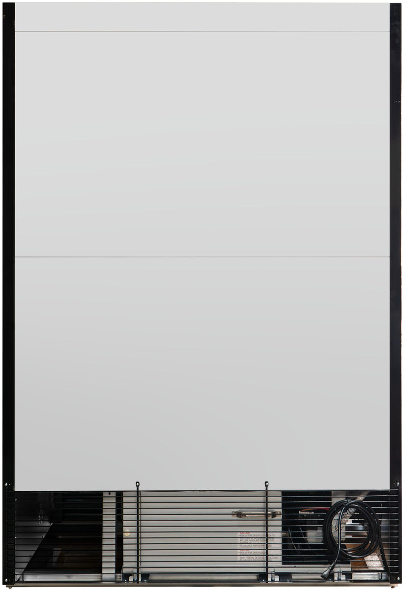 Everest EMGR48B 53 In. Glass Door Merchandiser Refrigerator, 2 Sliding Doors, 48 Cu. Ft., Black Exterior, Bottom Mount Blizzard R290