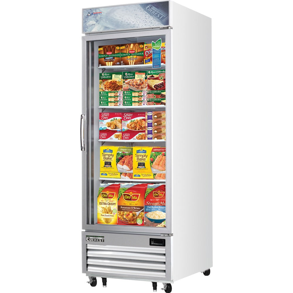 Everest EMGF23 29 In. Glass Door Merchandiser Freezer, 1 Swing Door, 23 Cu. Ft., Bottom Mount Blizzard R290