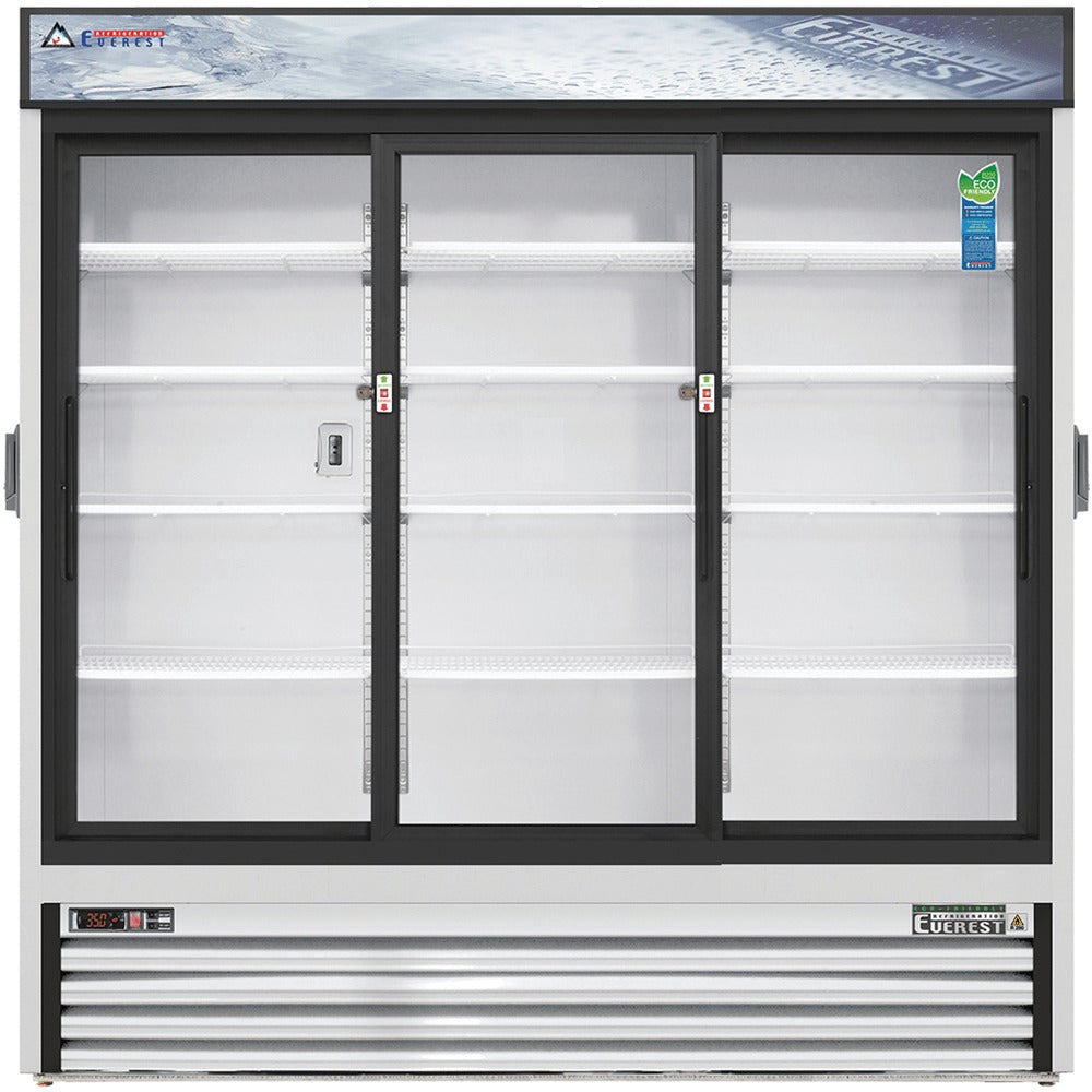 Everest EMGR69C 73 In. Chromatography Refrigerator, 3 Sliding Doors, 69 Cu. Ft., Bottom Mount Blizzard R290