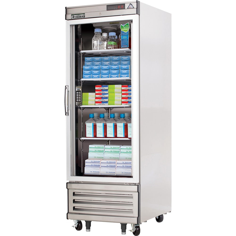 Everest EBGWR1-LAB 29 In. Laboratory Refrigerator, 1 Wide Glass Door, 23 Cu. Ft., Inverter Compressor, Electronic Keypad Lock