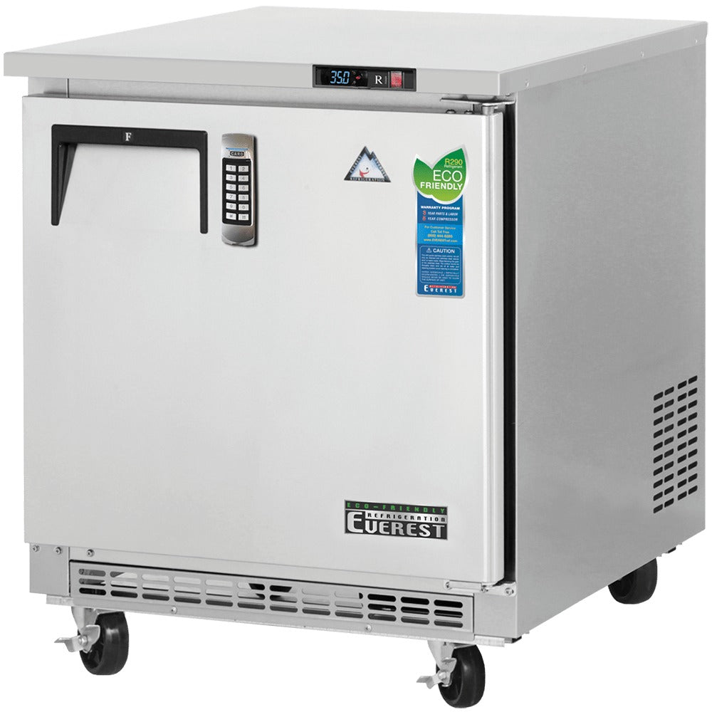 Everest ETBR1-LAB 28 In. Undercounter Laboratory Refrigerator, 1 Solid Door, 7.5 Cu. Ft., Inverter Compressor, Electronic Keypad Lock