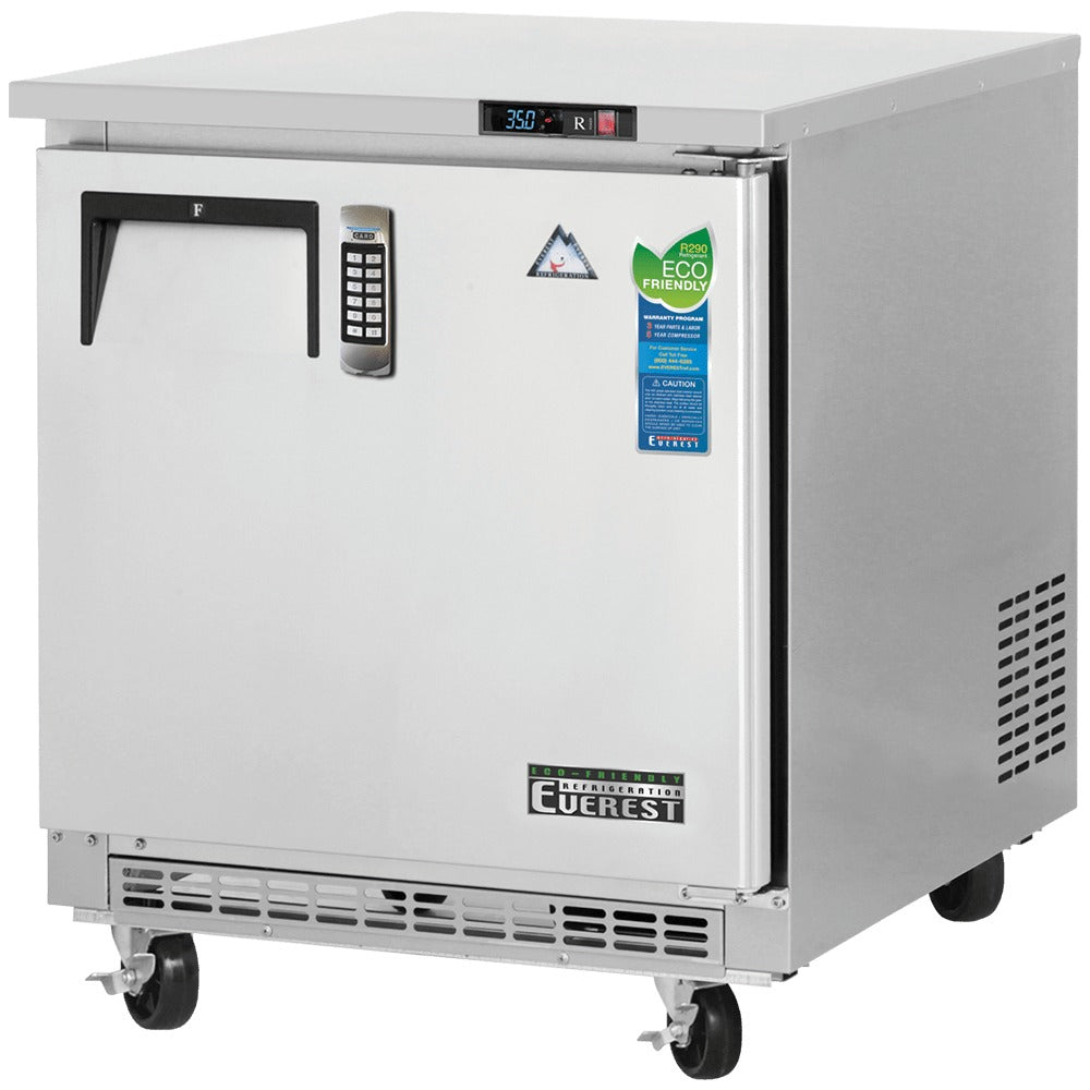 Everest ETBF1-LAB 28 In. Undercounter Laboratory Freezer, 1 Solid Door, 7.5 Cu. Ft., Inverter Compressor, Electronic Keypad Lock