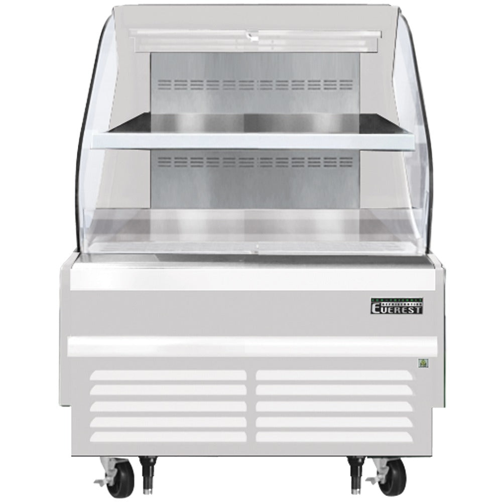 Everest EOMH-36-W-35-T 37 In. Horizontal Open Air Merchandiser, 7.4 Cu. Ft., 1 Adjustable Stainless Steel Shelf, White Exterior, Bottom Mount Blizzard R290