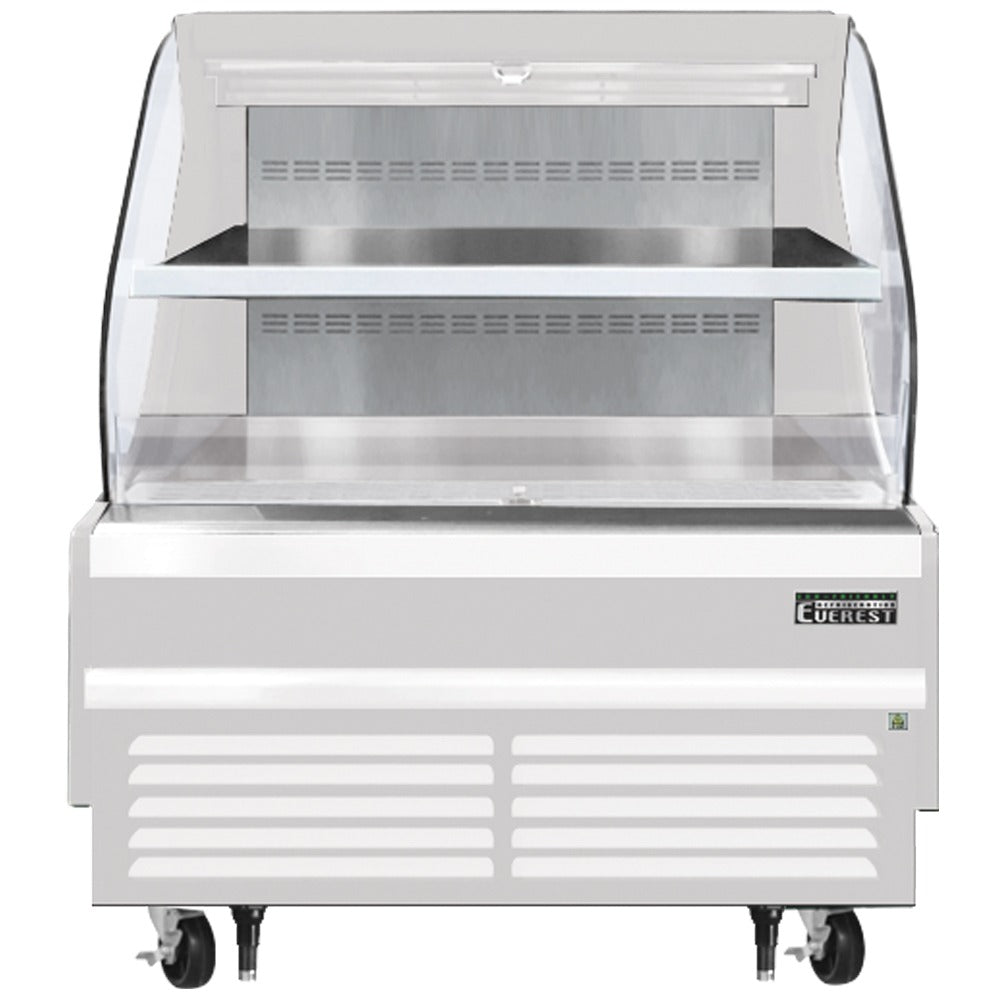 Everest EOMH-48-W-35-T 48 In. Horizontal Open Air Merchandiser, 9.7 Cu. Ft., 1 Adjustable Stainless Steel Shelf, White Exterior, Bottom Mount Blizzard R290