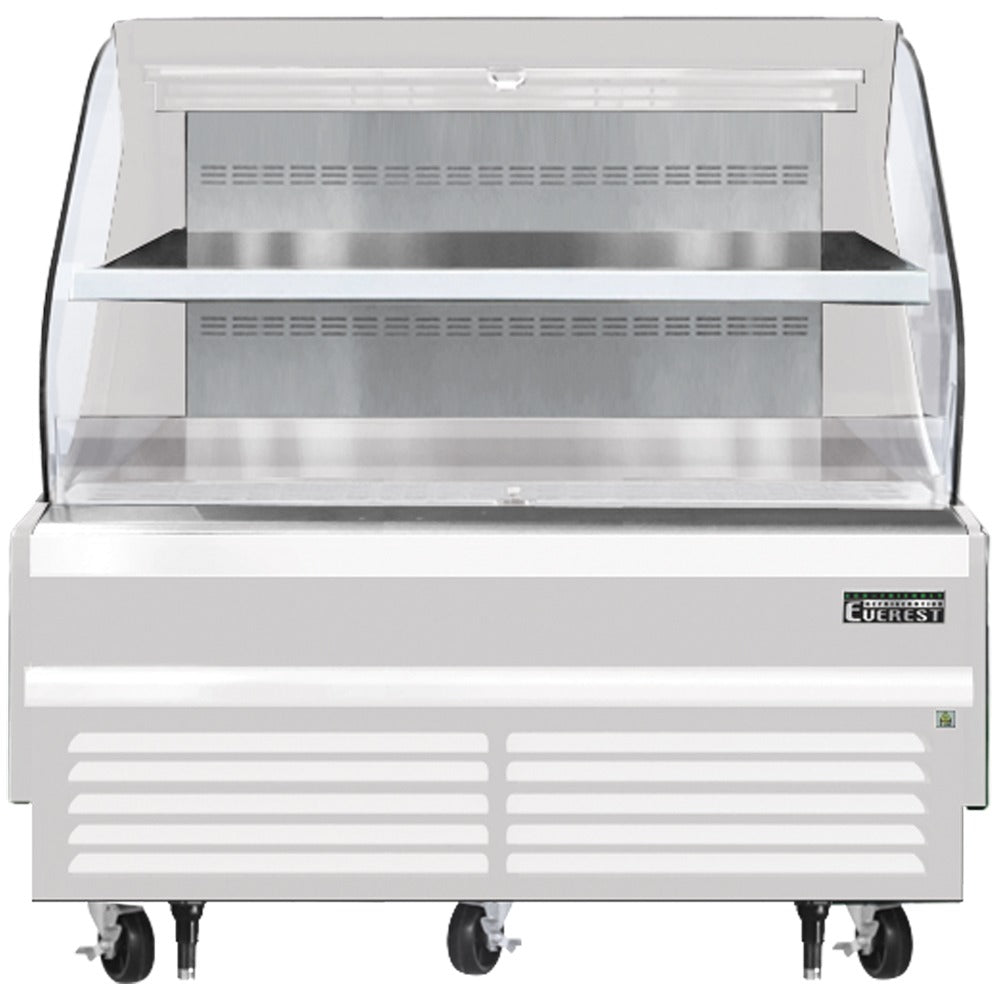 Everest EOMH-60-W-35-T 60 In. Horizontal Open Air Merchandiser, 12.3 Cu. Ft., 2 Adjustable Stainless Steel Shelves, White Exterior, Bottom Mount Blizzard R290