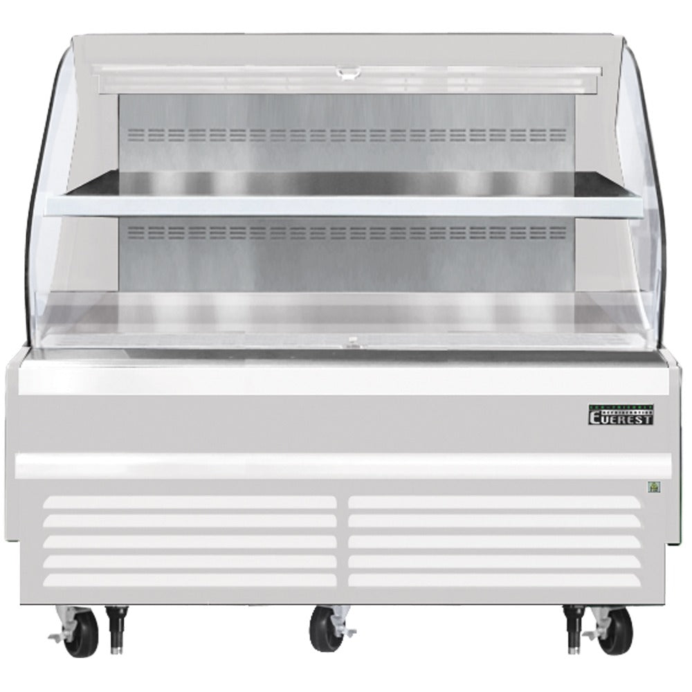 Everest EOMH-72-W-35-T 73 In. Horizontal Open Air Merchandiser, 15.2 Cu. Ft., 2 Adjustable Stainless Steel Shelves, White Exterior, Bottom Mount Blizzard R290